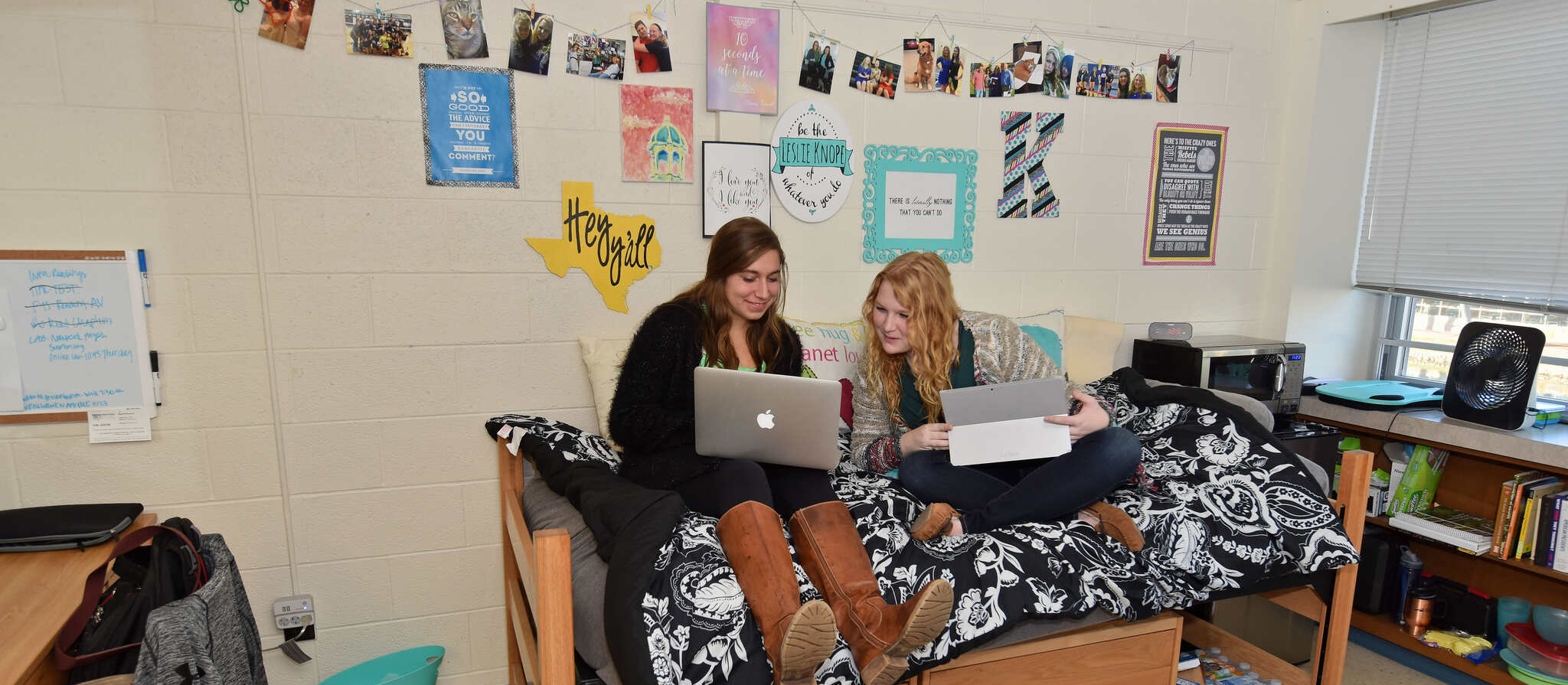 Students hanging out in a Wheaton College residence hall