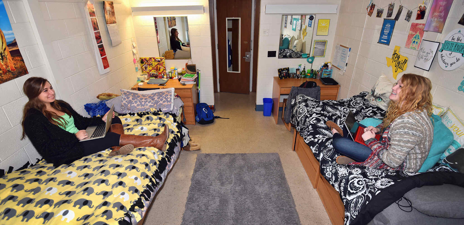 Students hanging out in a Wheaton College residence hall